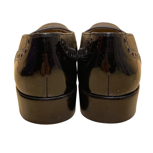 Salvatore Ferragamo Women’s Black Pebble Suede patented Cap Toe Dress Shoes Sz 7 - Picture 5 of 9